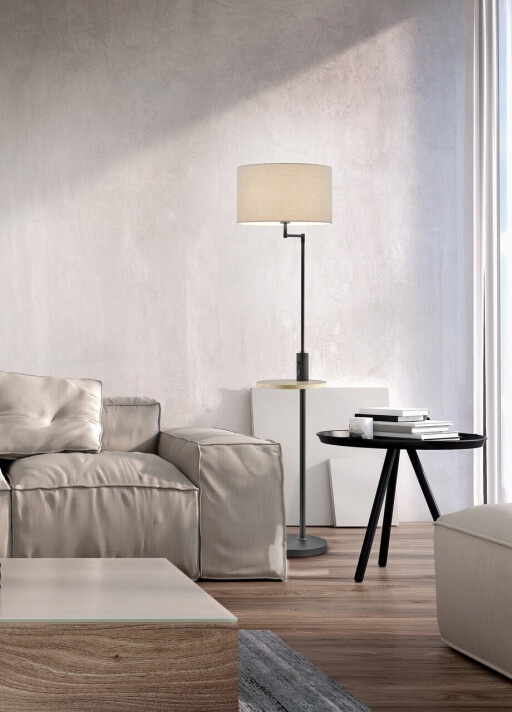 Lampadar Claas, TRIO, 40x160 cm, 60W, 1x E27, metal, negru mat