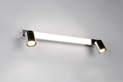 Aplica de perete Enrico, TRIO, 60x6x18 cm, 6.5W / 4.9W, 1x SMD / 2x GU10, metal, argintiu