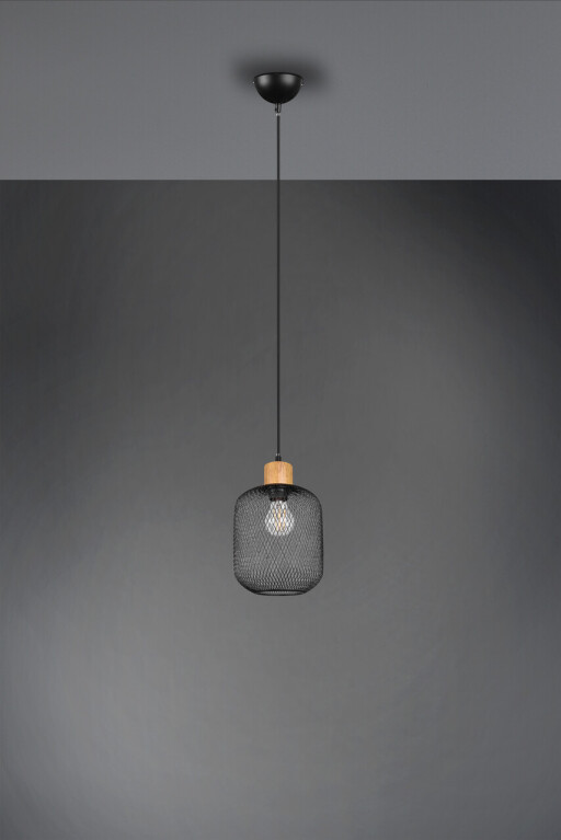 Lustra Calimero, RL, 18x150 cm, 40W, 1x E27, metal, negru mat