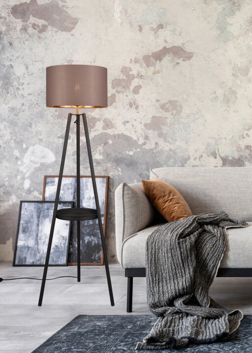Lampadar Colette, RL, 57x152.5 cm, 60W, 1x E27, metal, negru/taupe