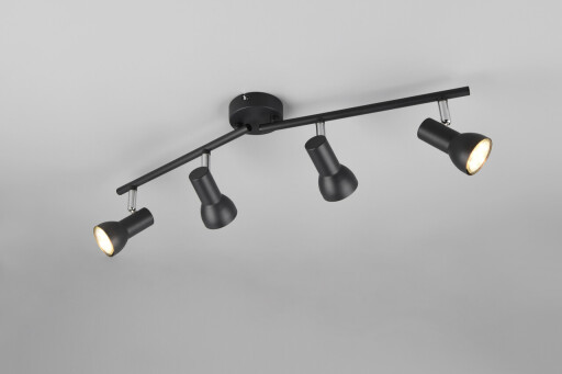 Plafoniera Cantar, RL NOW, 60.5x8x15.5 cm, 5W, 4x GU10, metal, negru mat