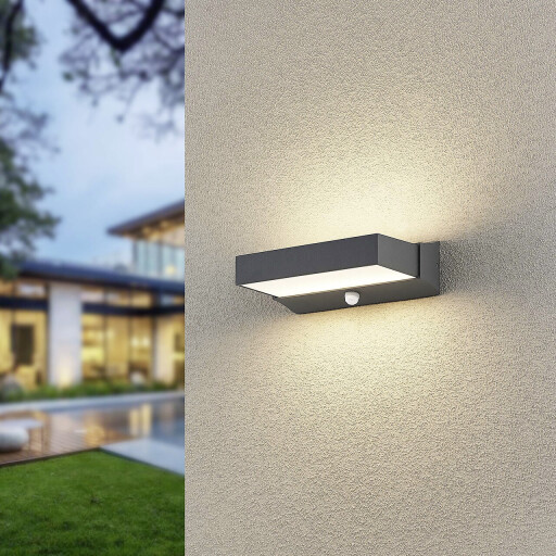 Aplica de perete pentru exterior cu senzor Cuando, TRIO, 23.2x7 cm, 11W, 1x SMD, aluminiu, antracit