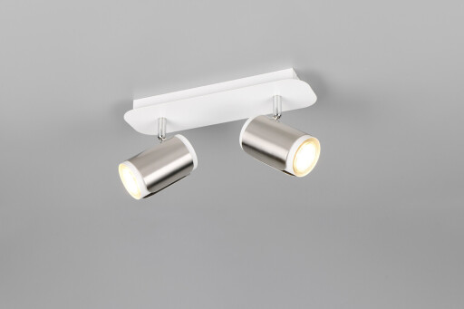 Plafoniera Gillan, TRIO, 30x12x16 cm, 10W, 2x GU10, metal, nichel mat/alb