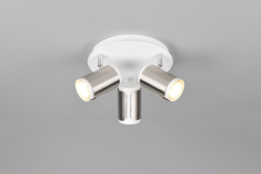 Plafoniera Gillan, TRIO, 30x16 cm, 10W, 3x GU10, metal, nichel mat/alb