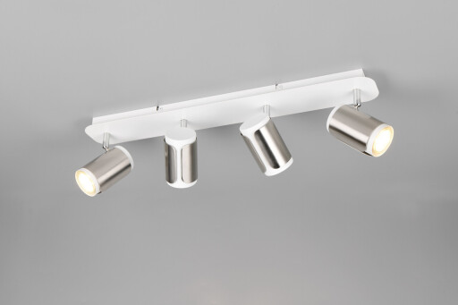 Plafoniera Gillan, TRIO, 60x12x16 cm, 10W, 4x GU10, metal, nichel mat/alb