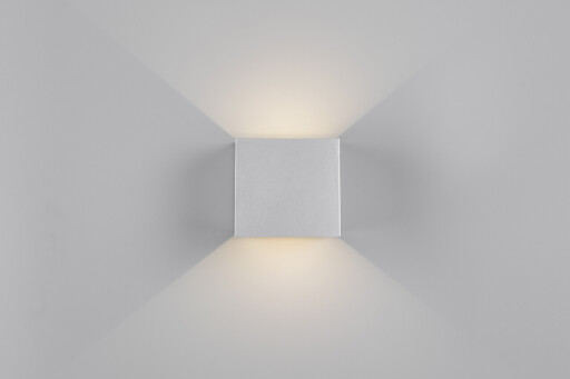 Aplica de perete patrata pentru exterior Genie, RL NOW, 10x10.5x10 cm, 1W, 2x SMD, plastic, titaniu