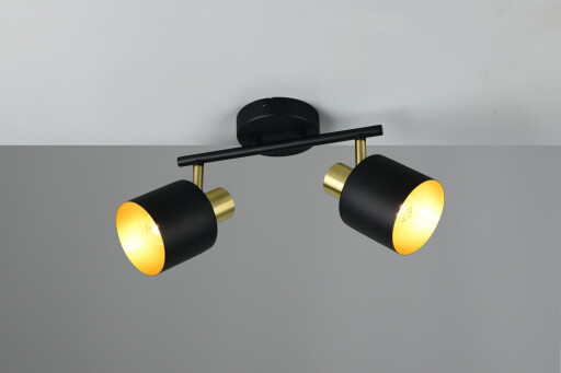 Plafoniera Eva, TRIO, 36.5x10x19 cm, 10W, 2x E14, metal, negru/auriu