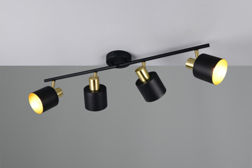 Plafoniera Eva, TRIO, 78x10x19 cm, 10W, 4x E14, metal, negru/auriu