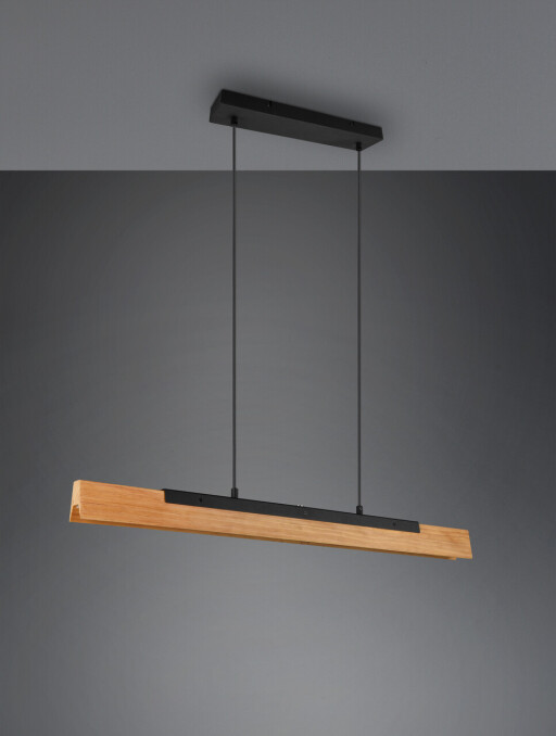 Lustra Kerala, TRIO, 90x8.5x150 cm, 25W, 1x SMD, metal, negru mat/natur