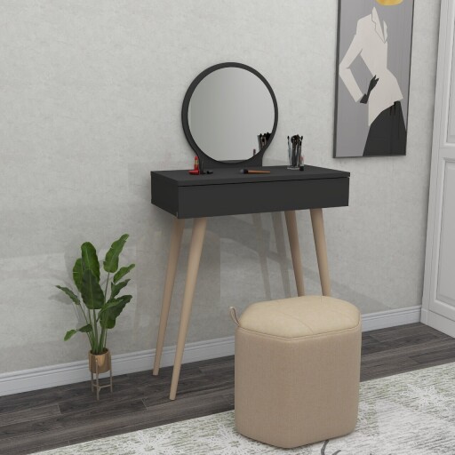 Masa de machiaj, Hanah Home, Siena, 129.2x72x35 cm, Antracit