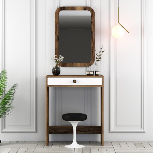 Masa de machiaj, Hanah Home, Lizbon Mirror, Nuc/Alb