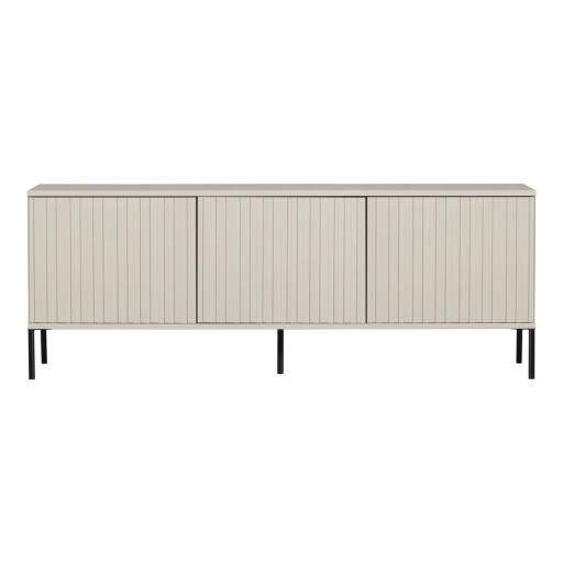 Comodă TV gri deschis din lemn de pin 150x56x44 cm New Gravure – WOOOD