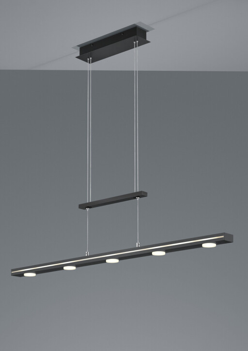 Lustra Lacal, TRIO, 100x8x160 cm, 4W, 7x SMD, metal, negru mat