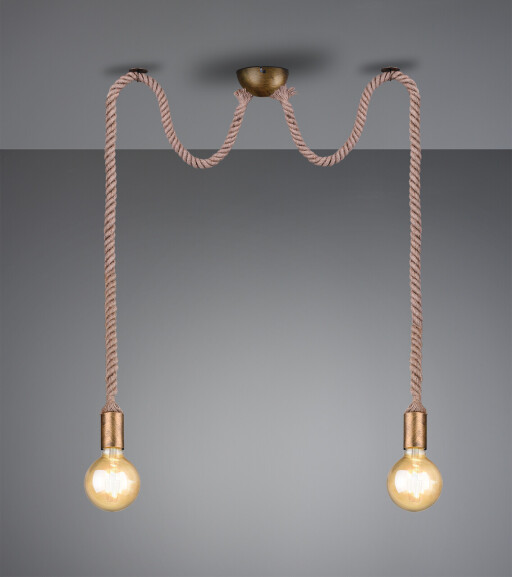 Lustra Rope, TRIO, 12x150 cm, 60W, 2x E27, metal, bronz antic