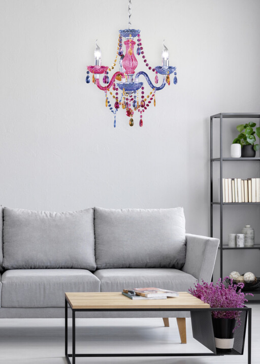 Candelabru Luster, RL, 46x150 cm, 40W, 3x E14, metal, multicolor