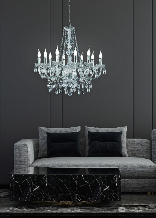 Candelabru Luster, RL, 76x165 cm, 40W, 10x E14, metal, argintiu