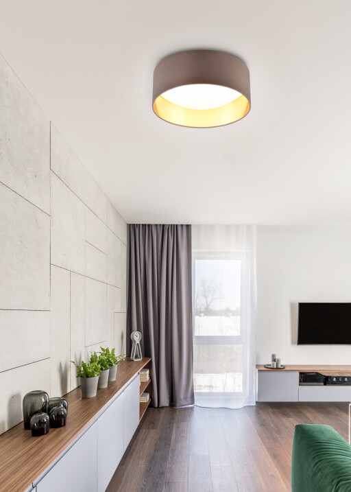Plafoniera Locarno, RL, 30x11 cm, 12W, 1x SMD, textil, taupe