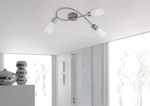 Plafoniera Mars, RL, 45x34.5x19.5 cm, 40W, 3x E14, metal, nichel mat/alb
