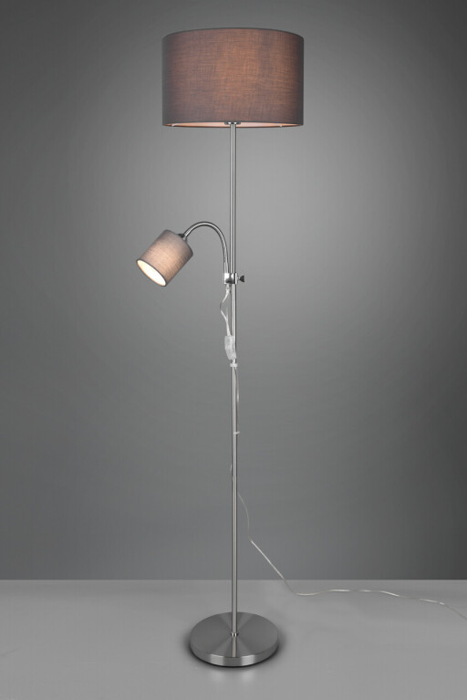 Lampadar Owen, RL, 36x160 cm, 42W / 10W, 1x E27 / 1x E14, metal, nichel mat
