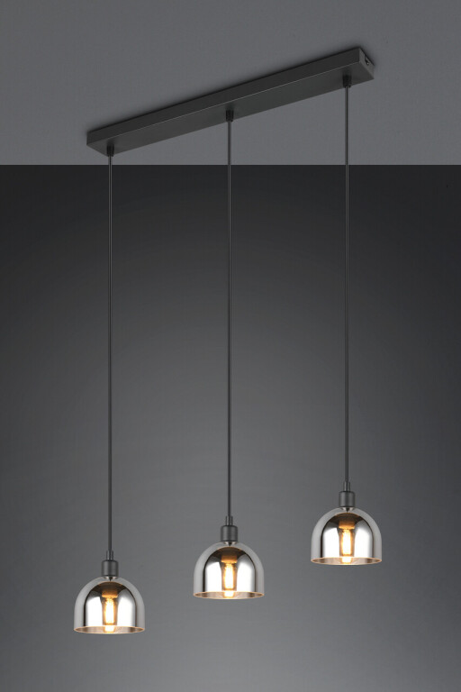Lustra Molly, RL NOW, 60x12x150 cm, 10W, 3x E14, metal, negru mat/argintiu