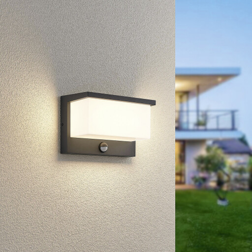 Aplica de perete pentru exterior cu senzor Nestos, TRIO, 23x15 cm, 13W, 1x SMD, aluminiu, antracit