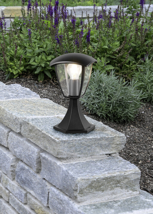 Lampadar de exterior Venta, TRIO, 17x17x30 cm, 10W, 1x E27, aluminiu, negru mat