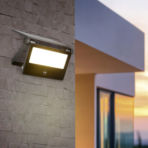 Aplica de perete pentru exterior cu senzor Moura, RL, 14.5x13x15.5 cm, 10W, 1x SMD, aluminiu, negru mat