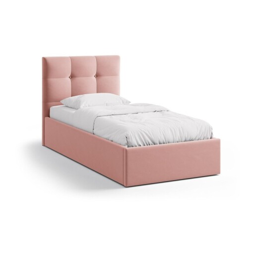 Pat roz tapițat cu spațiu de depozitare cu somieră 90x200 cm Phaedra – Micadoni