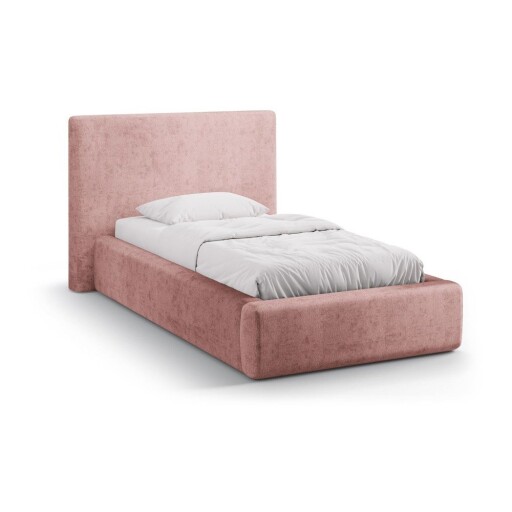 Pat roz tapițat cu spațiu de depozitare cu somieră 90x200 cm Amy – Micadoni