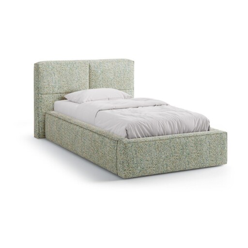Pat verde tapițat cu spațiu de depozitare cu somieră 90x200 cm Darren – Micadoni