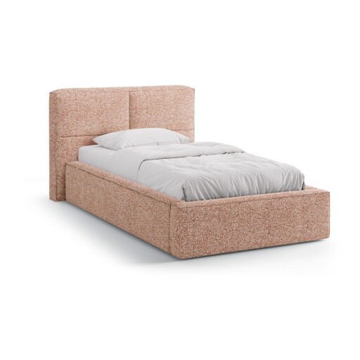Pat roz tapițat cu spațiu de depozitare cu somieră 90x200 cm Darren – Micadoni