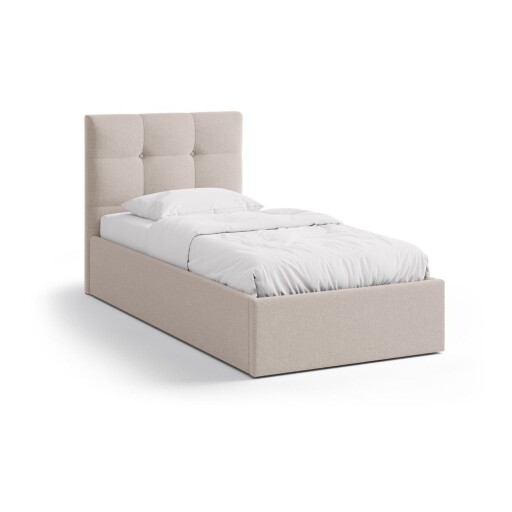 Pat maro deschis tapițat cu spațiu de depozitare cu somieră 90x200 cm Phaedra – Micadoni