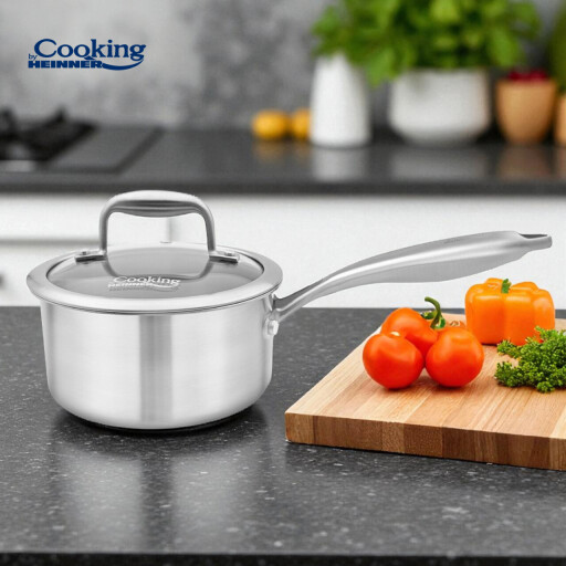 Semioala cu capac Atomic3, Cooking by Heinner, 16x8.5 cm, 1.6 L, inox/sticla, argintiu