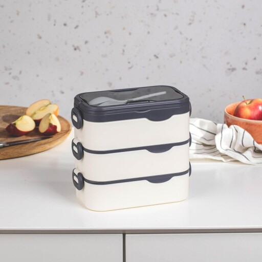Cutie pentru pranz B2 Mesa, Homla, 2 L, plastic/inox/silicon, bej/gri