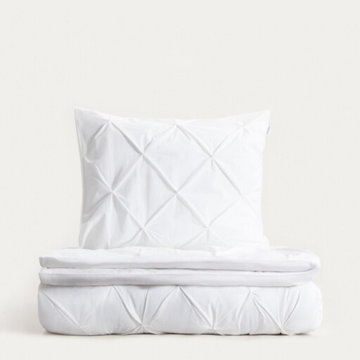 Lenjerie de pat King Size, Aurea, Homla, 200x220 cm, 3 piese, bumbac, alb