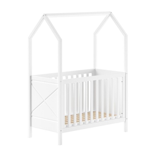 Pătuț alb din lemn de pin cu înălțime reglabilă 60x120 cm Scott – Vipack