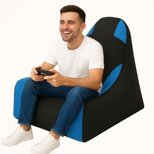 Fotoliu puf Bean Bag, Atelier del Sofa, 535PFT1222, Poliester, Albastru/Negru