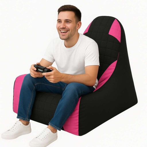 Fotoliu puf Bean Bag, Atelier del Sofa, 535PFT1221, Poliester, Roz/Negru