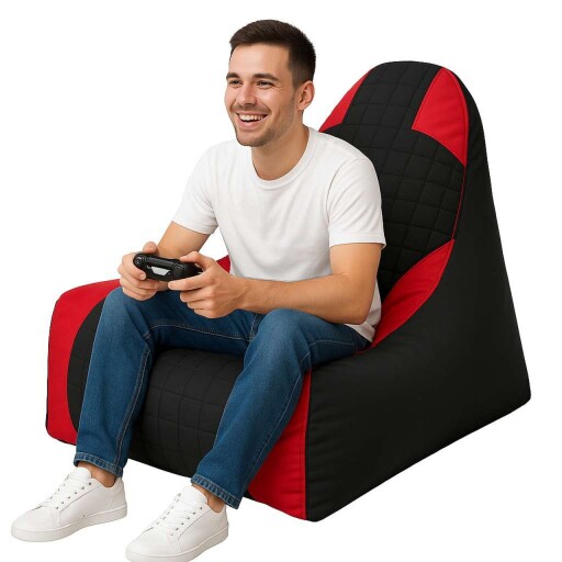 Fotoliu puf Bean Bag, Atelier del Sofa, 535PFT1220, Poliester, Roșu/Negru