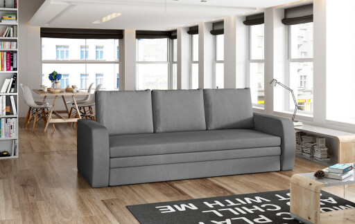 Canapea extensibila 3 locuri ELTAP, Inversa, 220x83x89 cm, lemn/poliester, gri inchis
