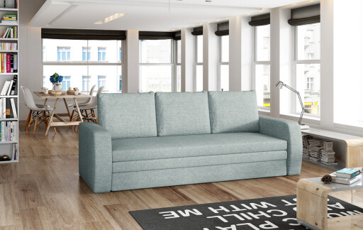Canapea extensibila 3 locuri ELTAP, Inversa, 220x83x89 cm, lemn/poliester, albastru