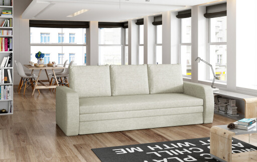 Canapea extensibila 3 locuri ELTAP, Inversa, 220x83x89 cm, lemn/poliester, bej