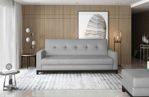 Canapea extensibila 3 locuri ELTAP, Selene, 216x104x93 cm, lemn/poliester, gri deschis