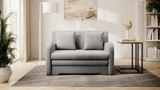Canapea extensibila 2 locuri ELTAP, Ario, 130x103x85 cm, lemn/poliester, gri deschis