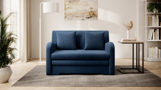 Canapea extensibila 2 locuri ELTAP, Ario, 130x103x85 cm, lemn/poliester, albastru