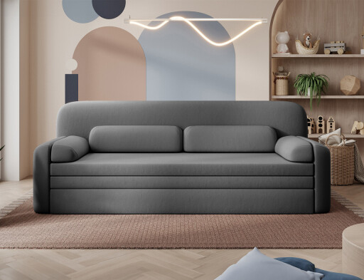 Canapea extensibila 2 locuri ELTAP, Elioss, 236x89x87 cm, lemn/poliester, gri inchis