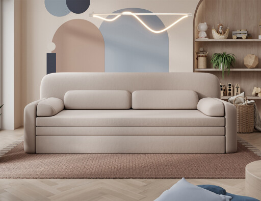 Canapea extensibila 2 locuri ELTAP, Elioss, 236x89x87 cm, lemn/poliester, bej