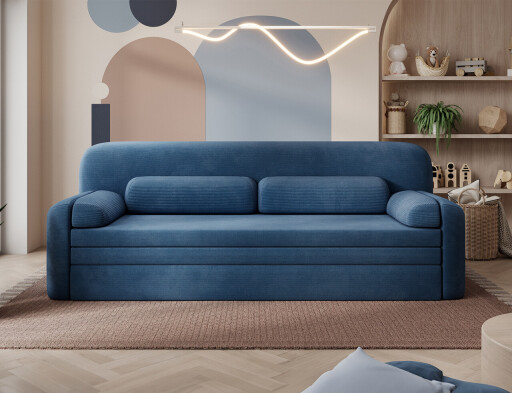 Canapea extensibila 2 locuri ELTAP, Elioss, 236x89x87 cm, lemn/poliester, albastru