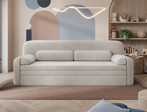 Canapea extensibila 2 locuri ELTAP, Elioss, 236x89x87 cm, lemn/poliester, bej deschis
