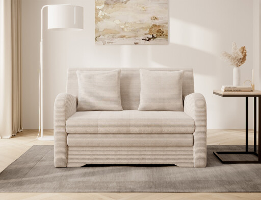 Canapea extensibila 2 locuri ELTAP, Ario, 130x103x85 cm, lemn/poliester, bej